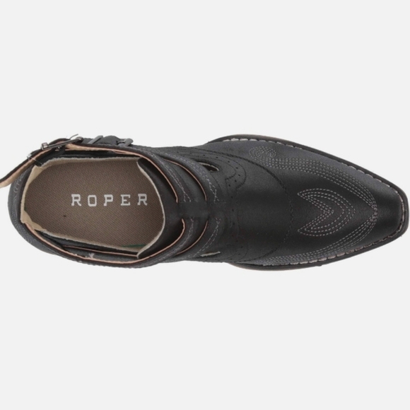 Roper Willa Black Faux Leather Ankle Boots Size 7.5 - Picture 3 of 4